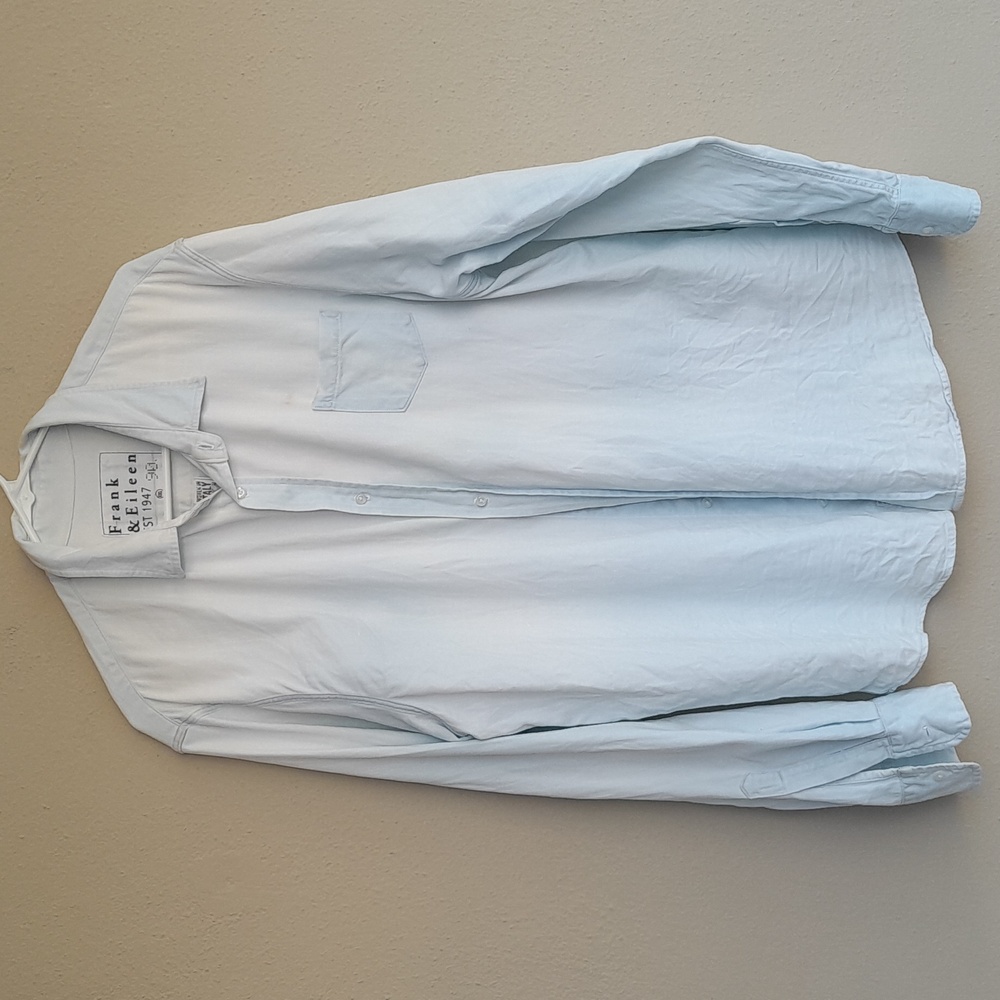 Frank & Eileen Luke white and blue button down shirt mens XXL *flawed